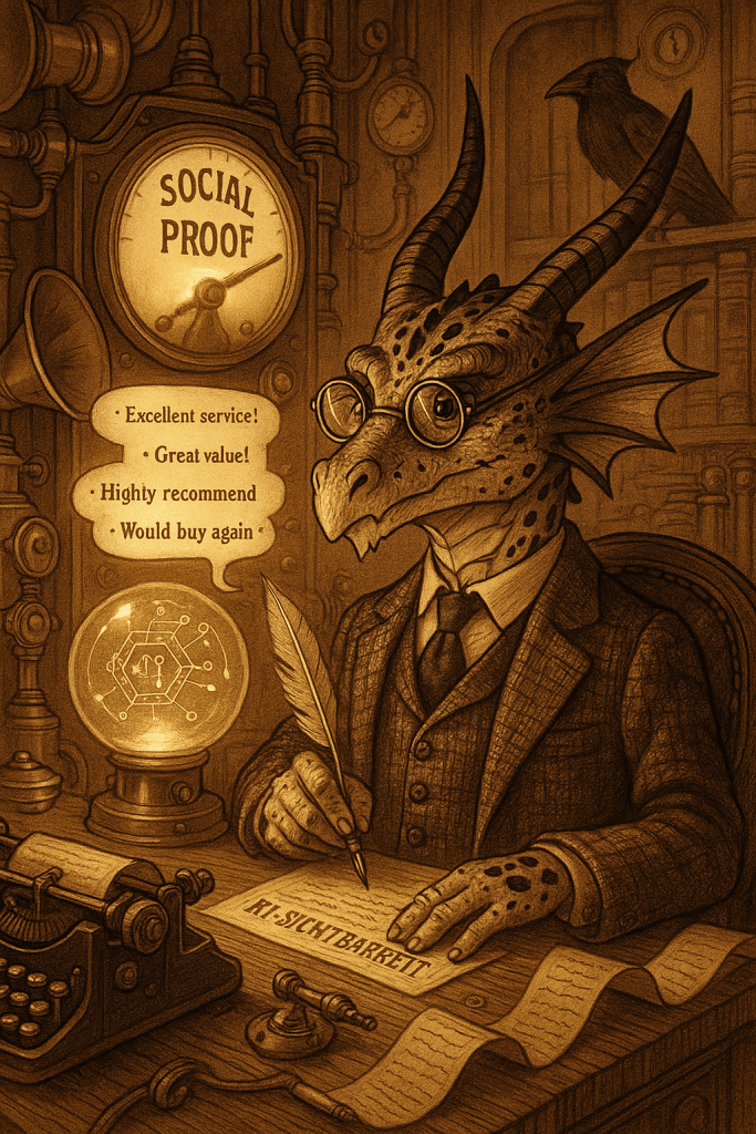 Symboldbild für die Interaktion von KI mit Social Proof von Content